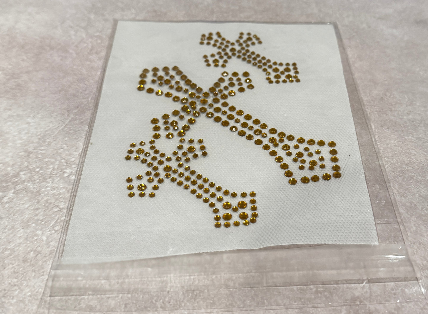 Small Gold Crosses Rhinestone Appliqué