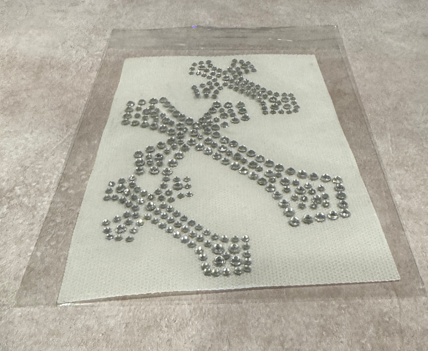 Small Silver Crosses Rhinestone Appliqué