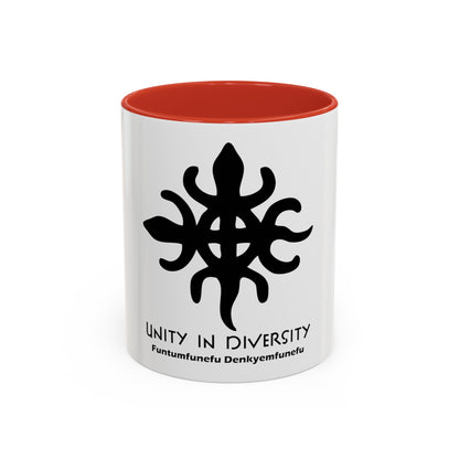 Adinkra Accent Coffee Mug (11, 15oz) - Unity in Diversity